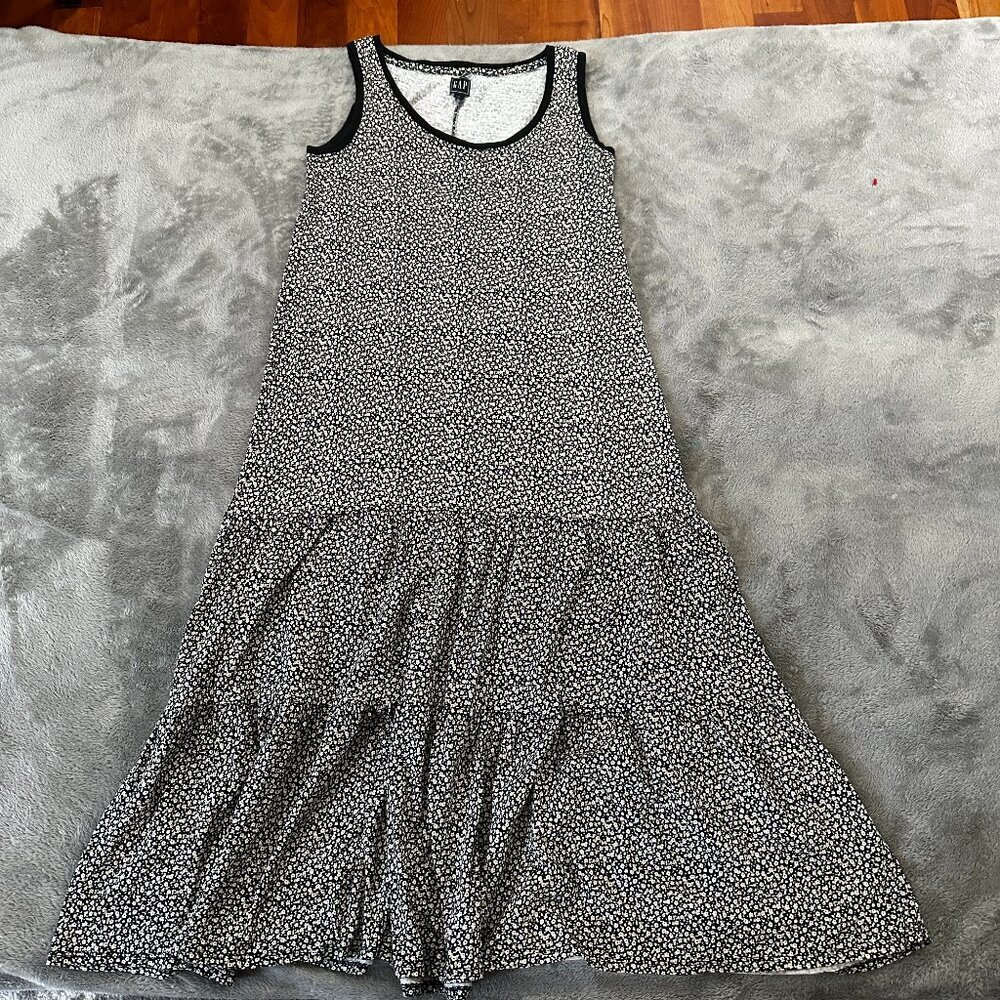 Gap Sleeveless Floral Tiered Maxi Dress Women's MEDIUM Tall Summer Sundress
